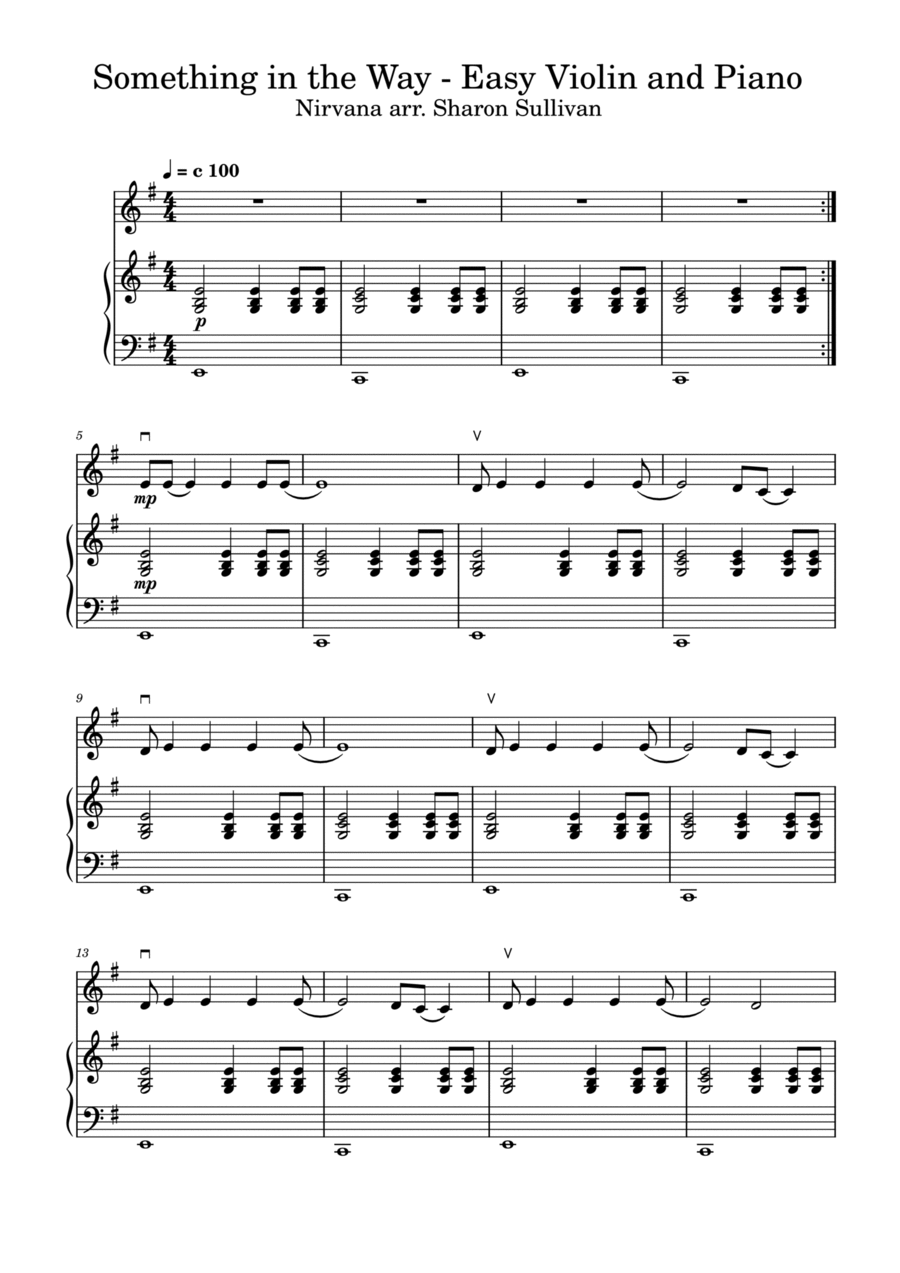 Something In The Way Violin Solo scores gallery preview page 1
