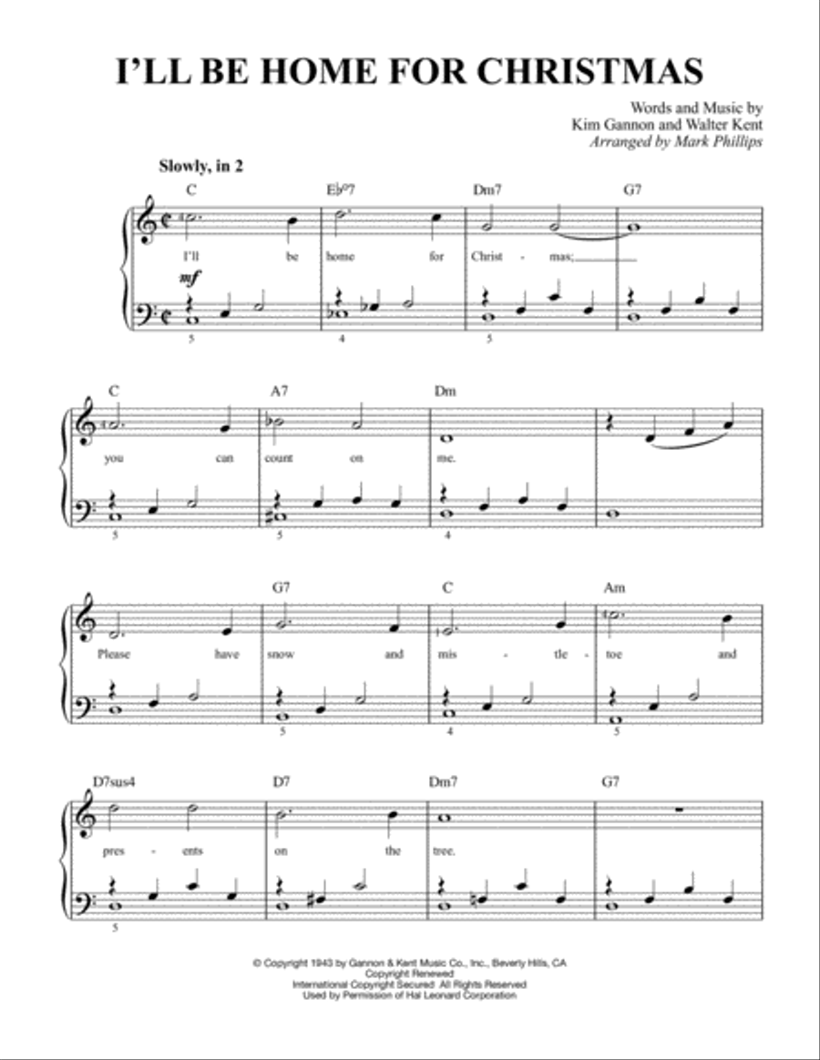 I'll Be Home For Christmas Easy Piano scores gallery preview page 1