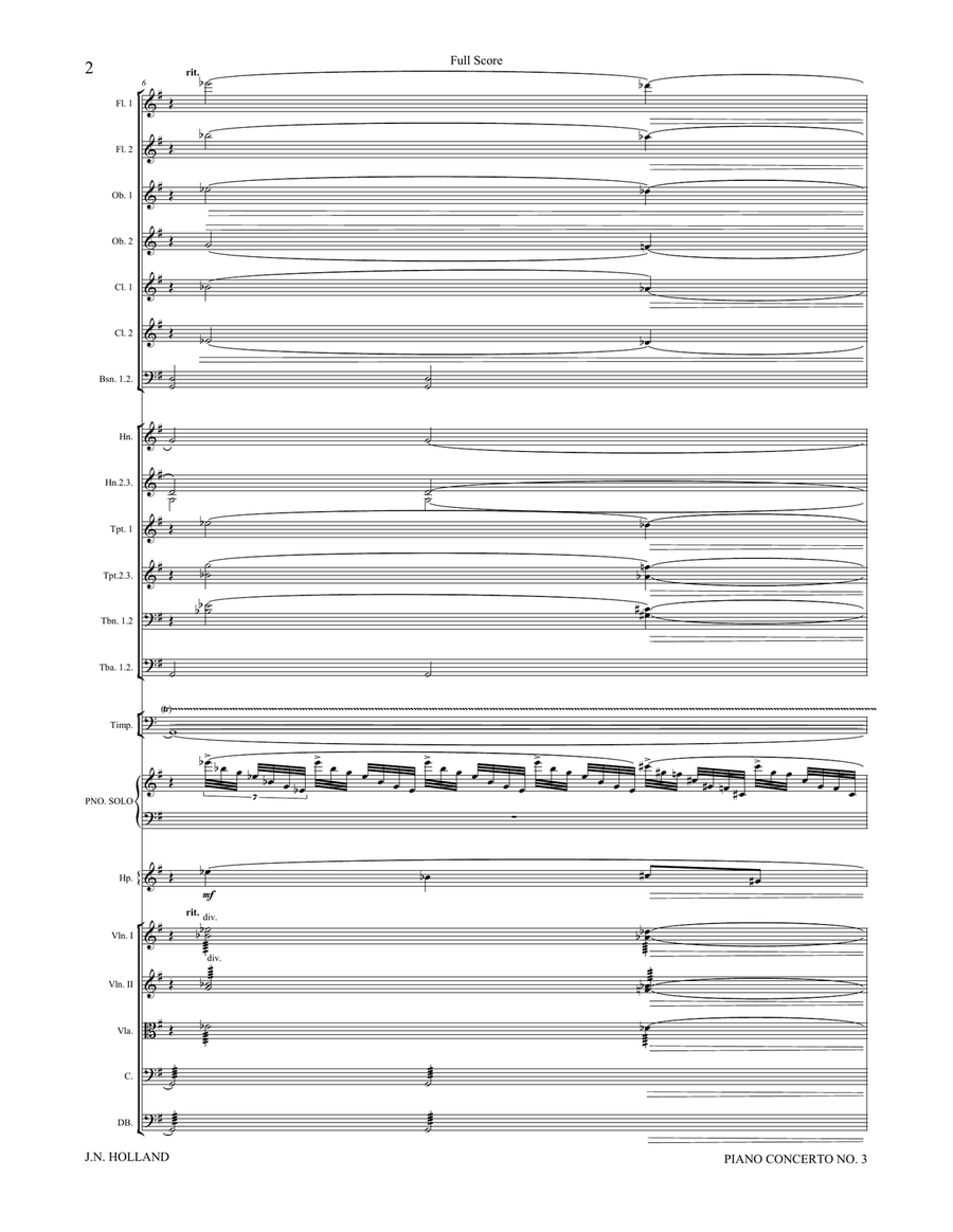 Piano Concerto No. 3 James Nathaniel Holland, Full Orchestral Score and Individual Parts Full Orchestra scores gallery preview page 6