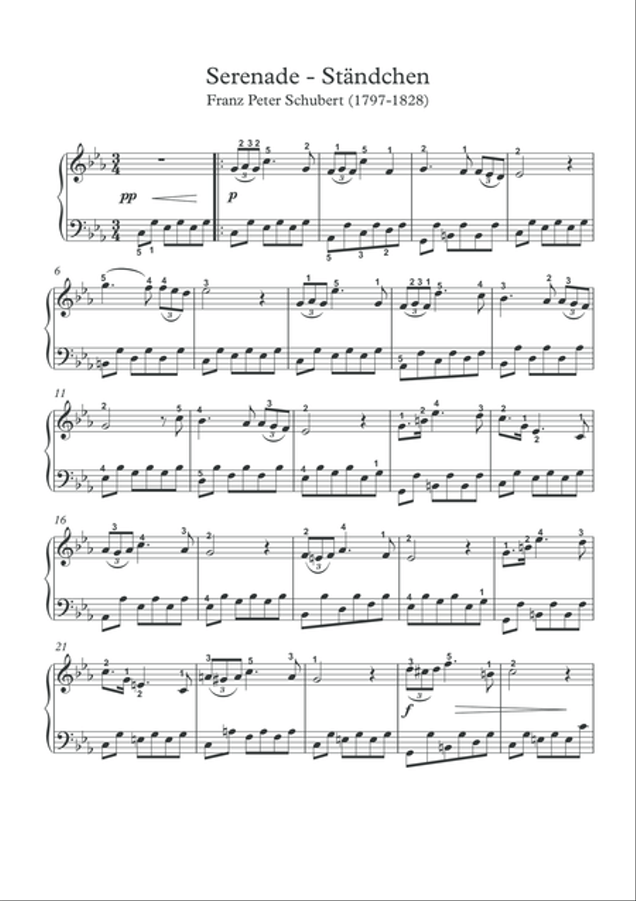 Serenade ständchen Franz Schubert piano solo pdf Piano Solo scores gallery preview page 2