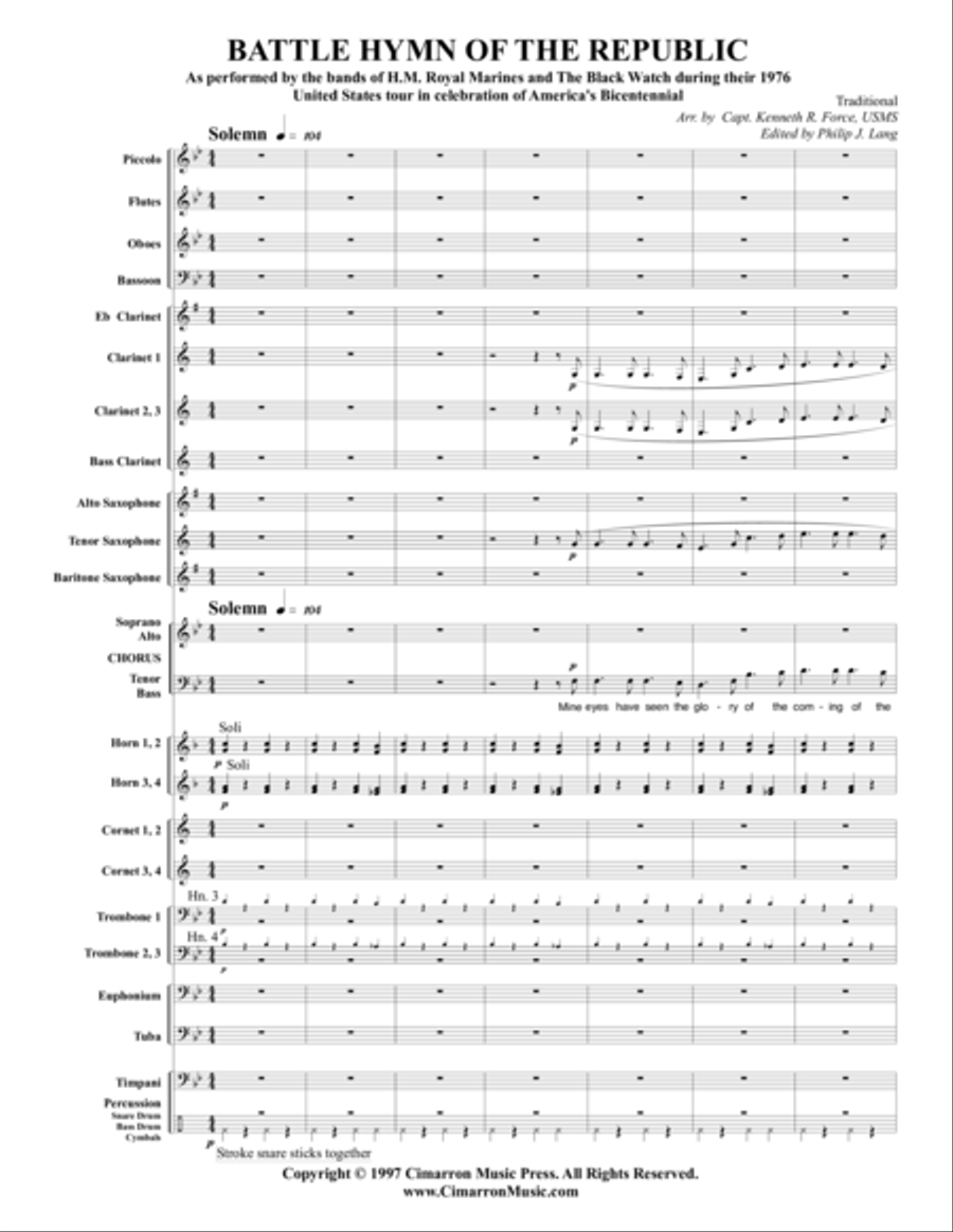 Battle Hymn of the Republic 4-Part scores gallery preview page 2