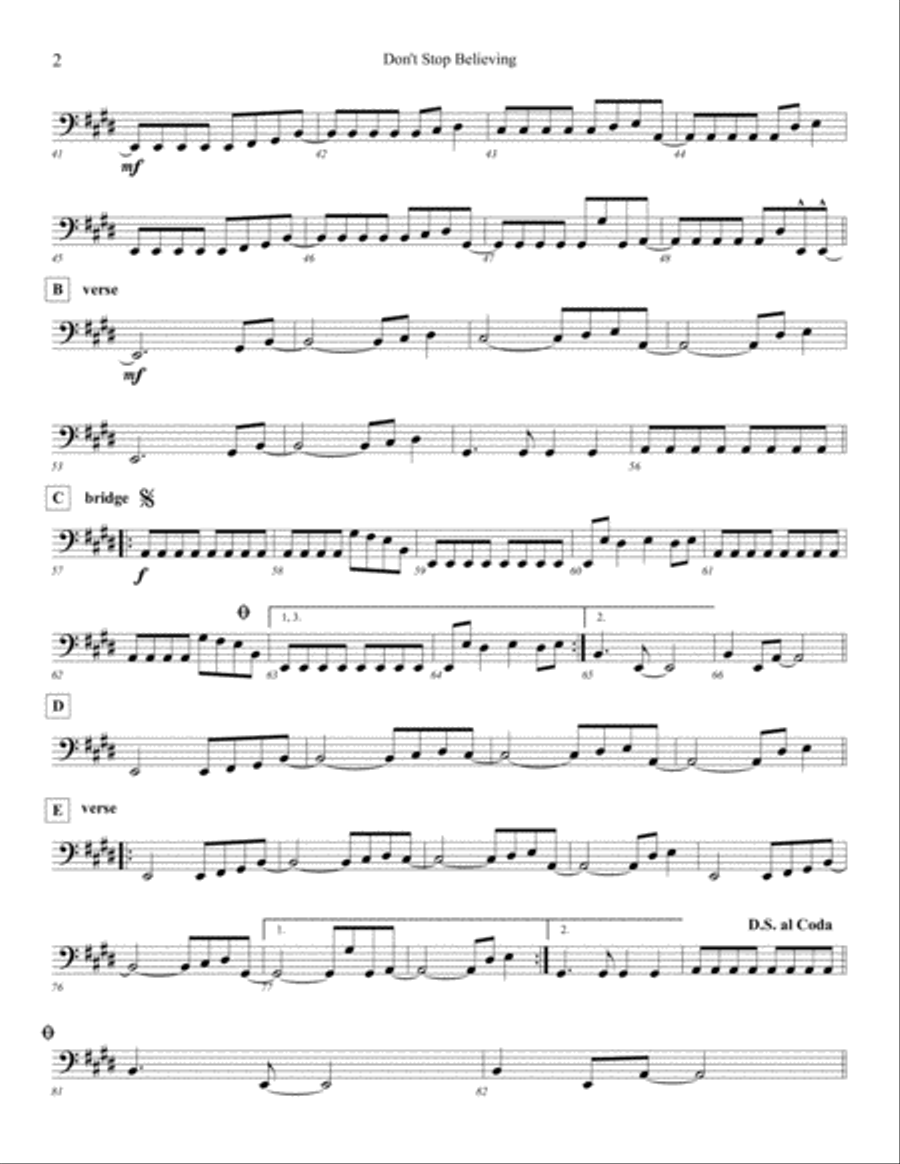 Don't Stop Believin' Bass Guitar scores gallery preview page 2