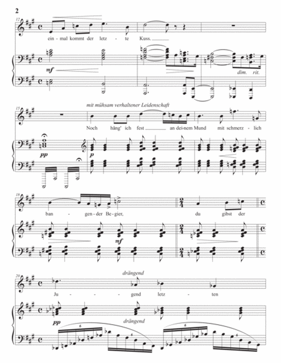 SCHREKER: Wohl fühl' ich, wie das Leben rinnt, Op. 4 no. 3 (transposed to A major)