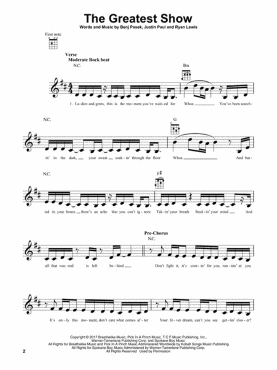 The Greatest Showman Ukulele scores gallery preview page 3