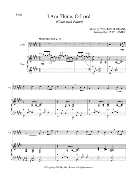 I AM THINE, O LORD (for Cello and Piano with Score/Part) image number null