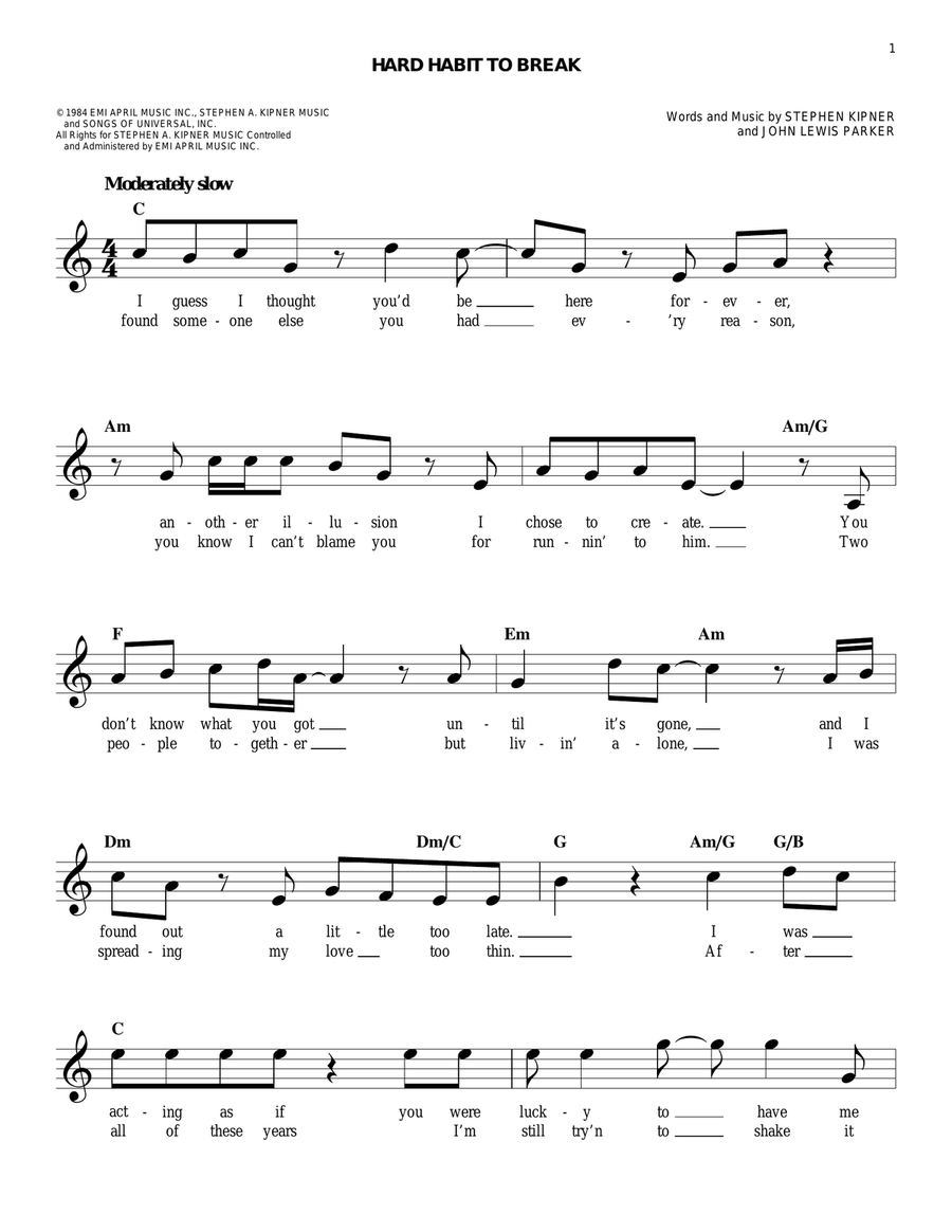 Hard Habit To Break Acoustic Guitar scores gallery preview page 1