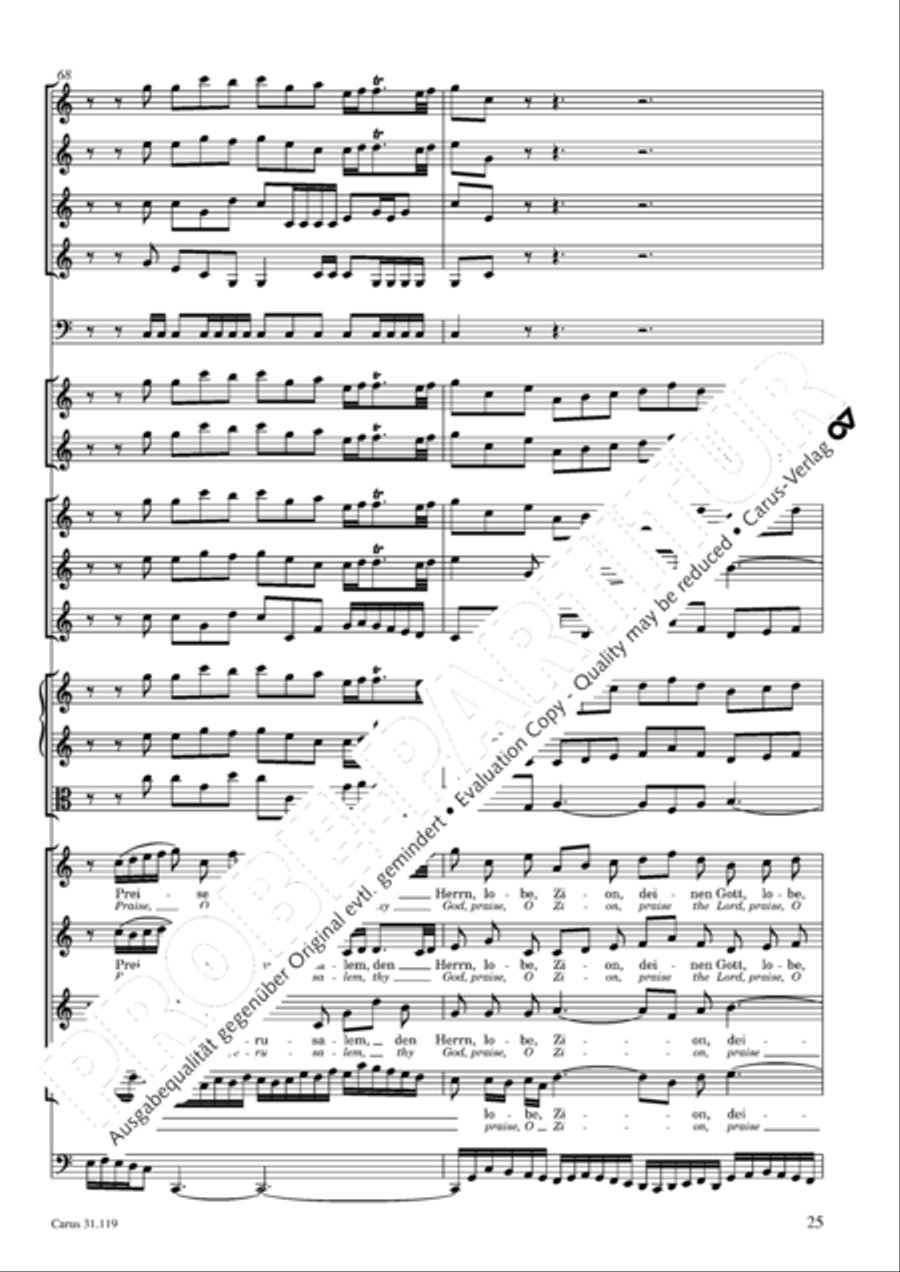 Praise the Lord, O Jerusalem (Preise, Jerusalem, den Herrn) 4-Part scores gallery preview page 26