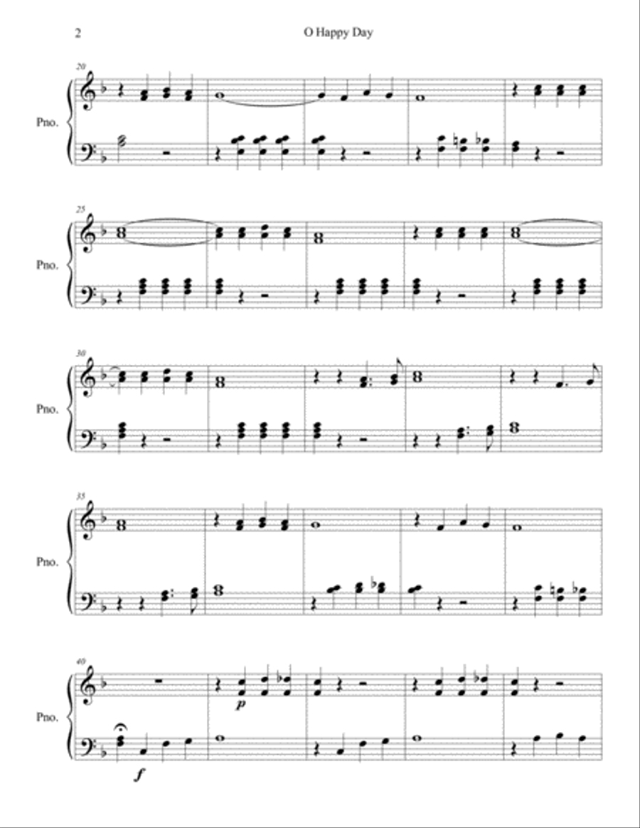 O Happy Day (Two Versions) Piano Solo scores gallery preview page 2