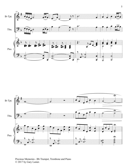 Precious Memories (Trio - Bb Trumpet, Trombone & Piano with Score/Parts) image number null