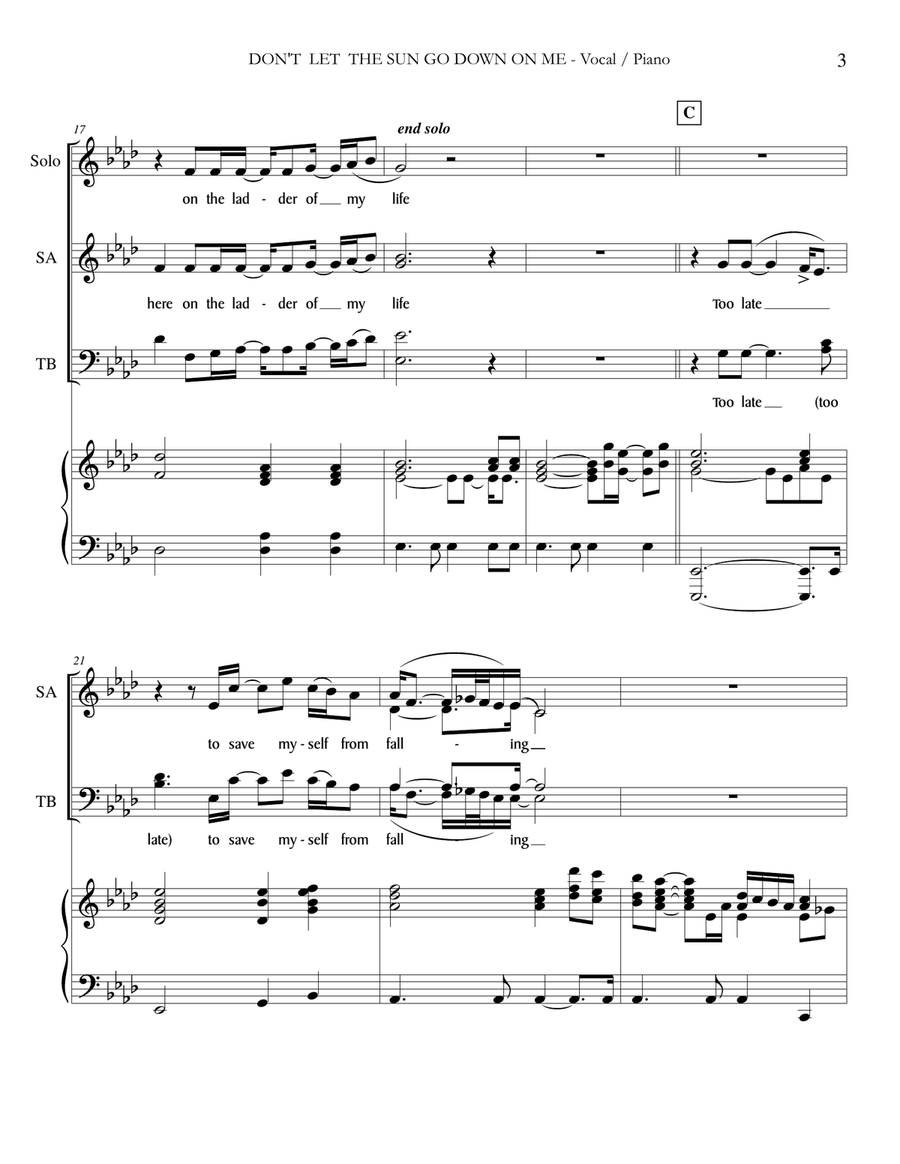 Don't Let The Sun Go Down On Me Divisi scores gallery preview page 3