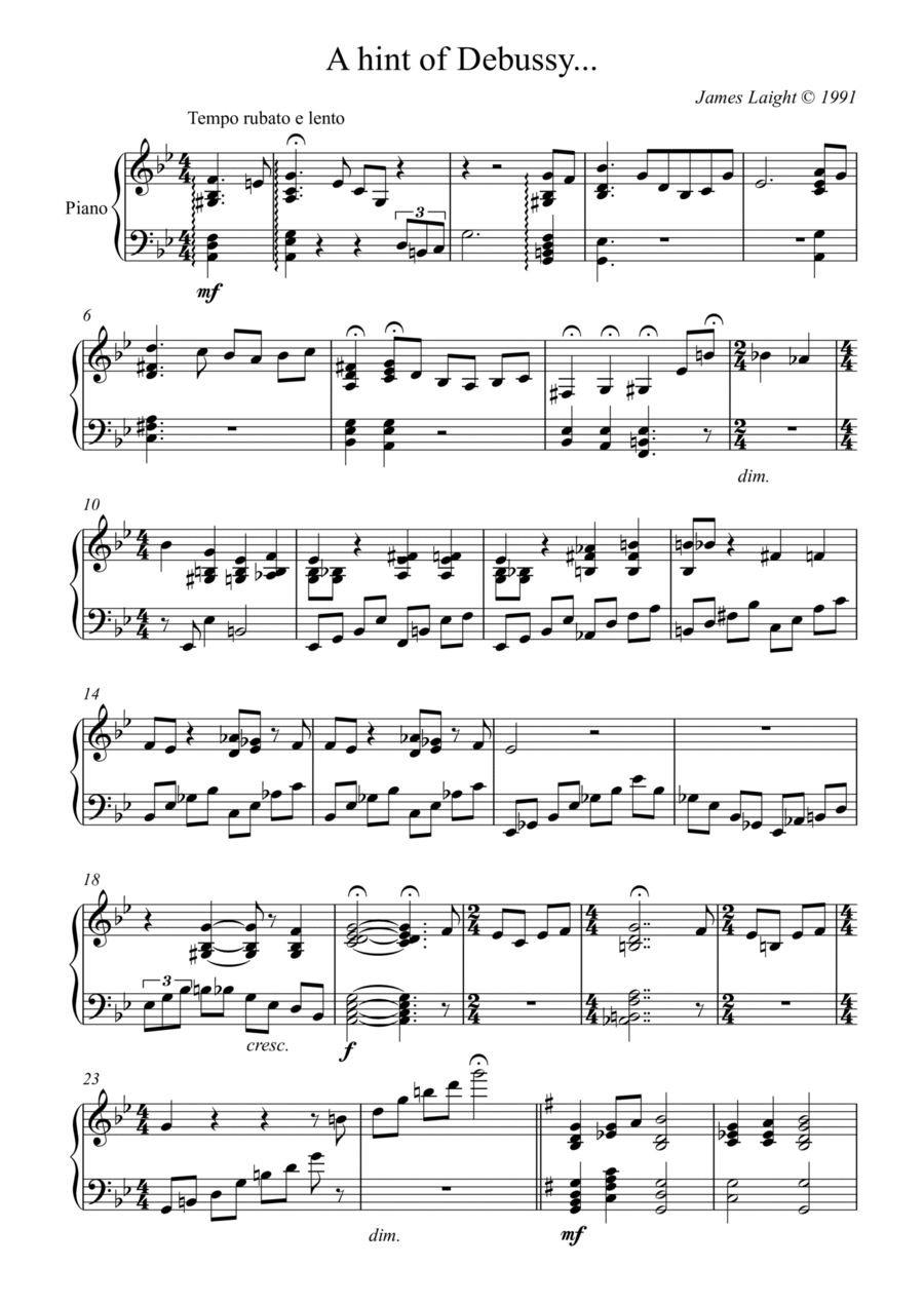 A hint of Debussy... A hint of Debussy... Piano Solo scores gallery preview page 1