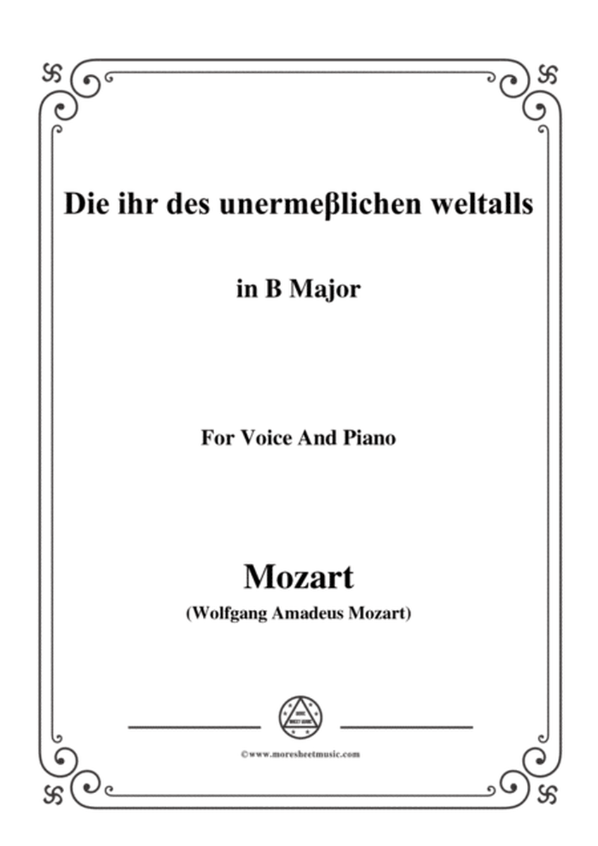 Mozart-Die ihr des unermeβlichen weltalls,in B Major,for Voice and Piano image number null