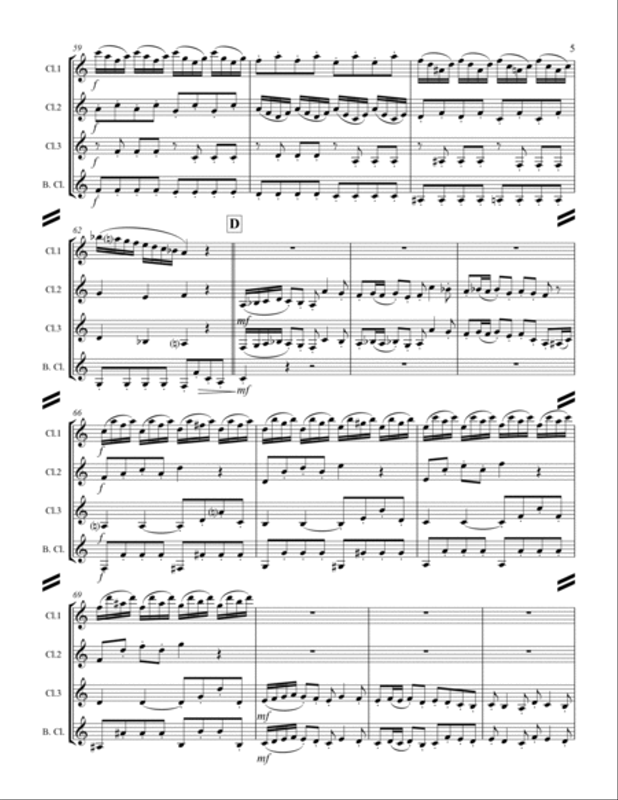 Arrival of the Queen of Sheba (for Clarinet Quartet) Clarinet Quartet scores gallery preview page 6