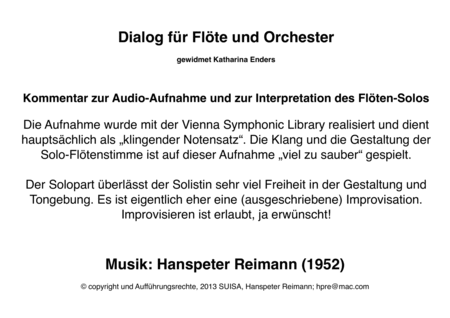 Dialog für Flöte und Orchester image number null