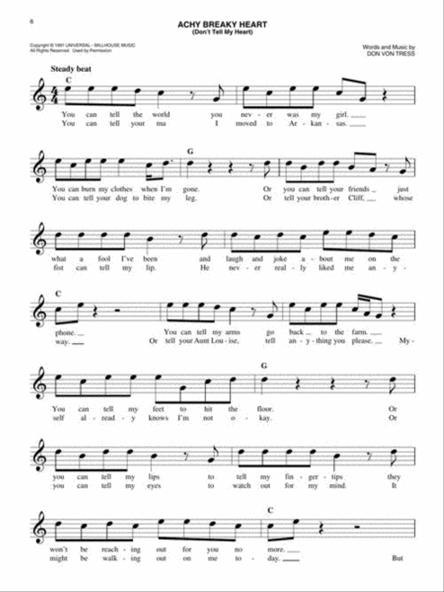 The Easy Country Fake Book Piano, Vocal, Guitar scores gallery preview page 6