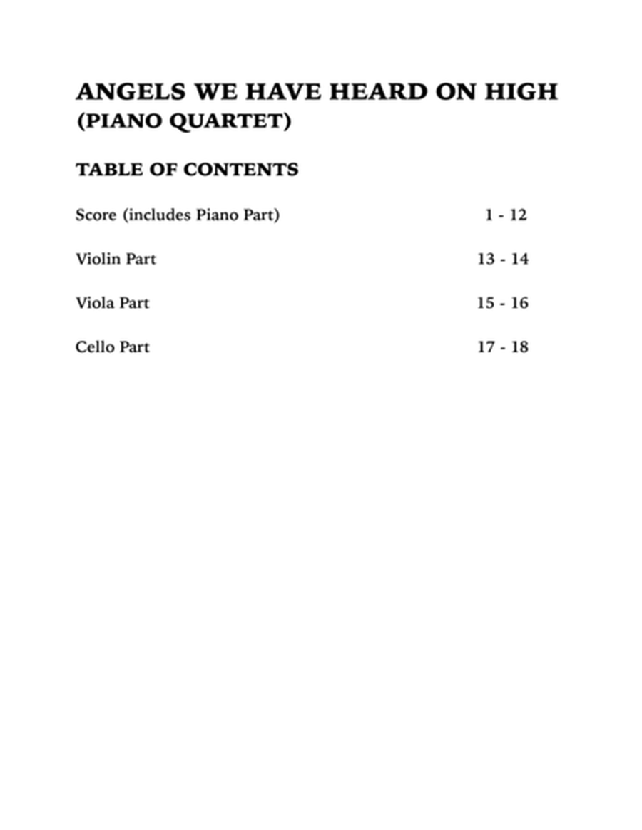 Angels We Have Heard on High (Piano Quartet): Violin, Viola, Cello and Piano image number null