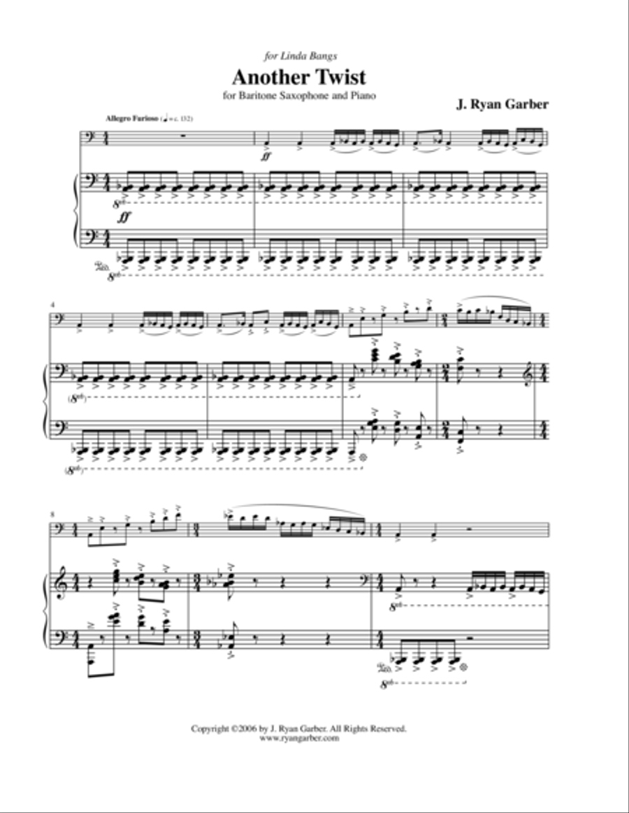 Another Twist (for baritone saxophone and piano) Baritone Saxophone scores gallery preview page 1