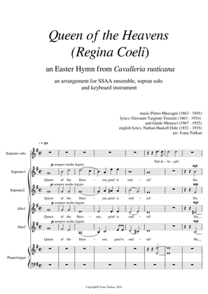 Queen of the Heaven (Regina coeli) from Cavalleria rusticana, SSAA, soprano solo, piano, full versio