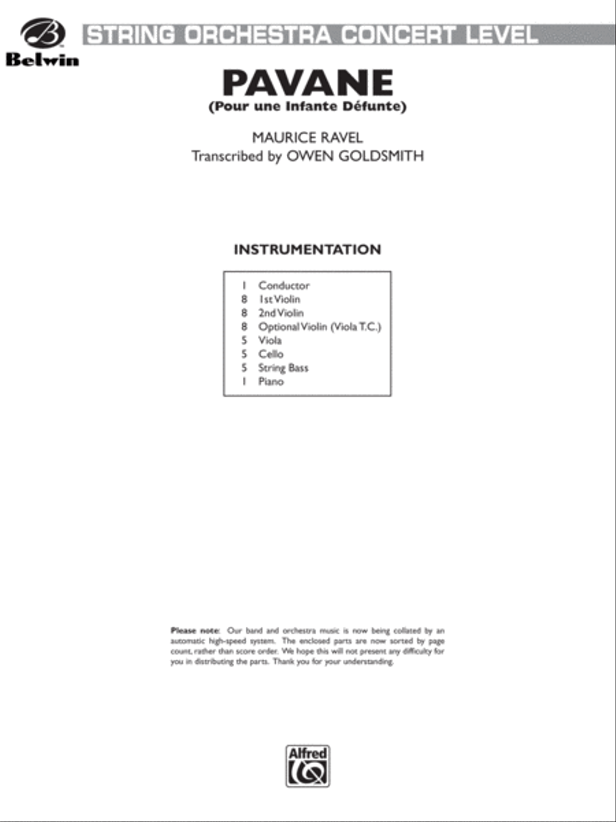 Pavane: Score Pavane: Score String Orchestra scores gallery preview page 1