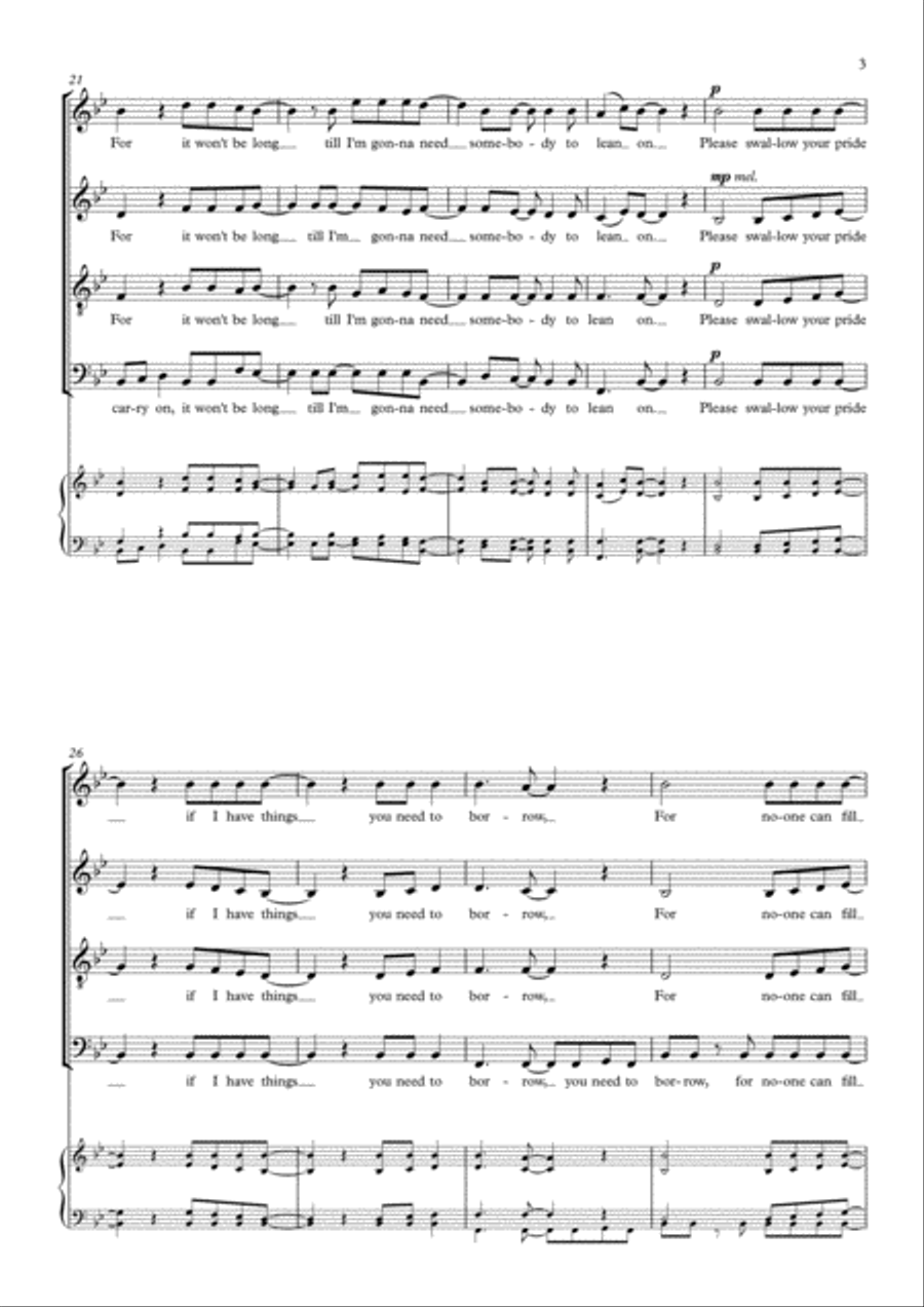 Lean On Me 4-Part scores gallery preview page 3