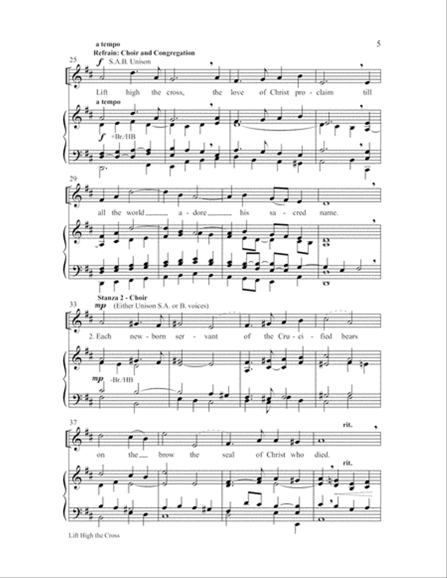 Lift High the Cross-SAB-Digital Download 3-Part scores gallery preview page 5