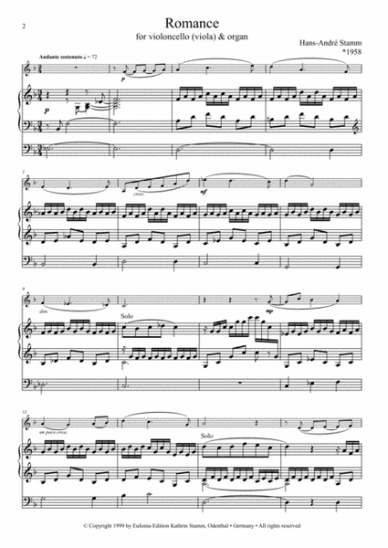 Romance for Violoncello (Viola) and Organ