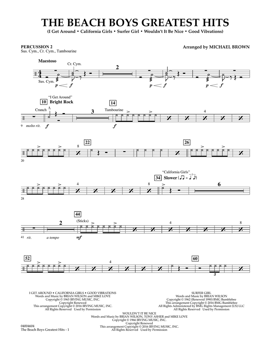The Beach Boys Greatest Hits - Percussion 2 Concert Band scores gallery preview page 1