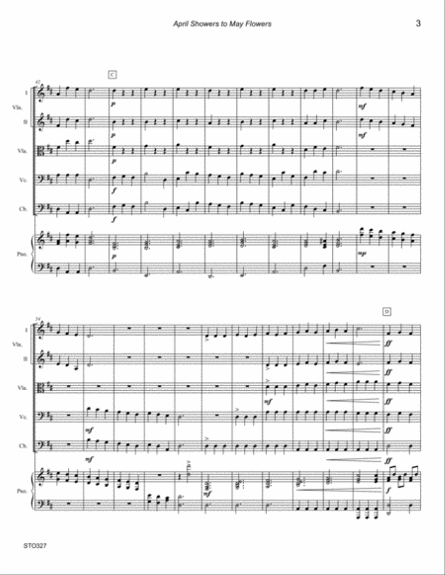 APRIL FLOWERS TO MAY SHOWERS - Elementary STRING ORCHESTRA. Original composition. Grade 1.5 String Orchestra scores gallery preview page 3