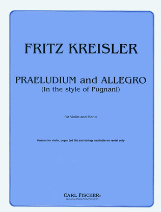 Book cover for Praeludium and Allegro (In the Style of Pugnani)