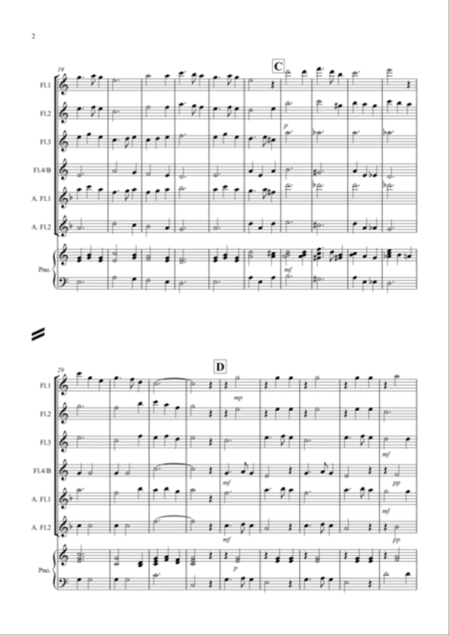 Silent Night for Flute Quartet Flute Quartet scores gallery preview page 2