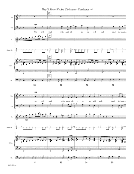 They'll Know We Are Christians - Flute, Bass and Perc. Score/Parts
