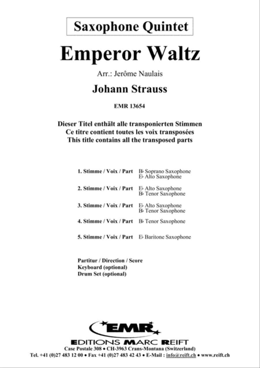Emperor Waltz Emperor Waltz Saxophone Quintet scores gallery preview page 2