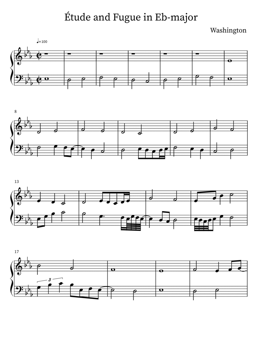 Étude and Fugue in Eb-major Piano Solo scores gallery preview page 1