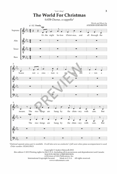 The World for Christmas (SATB - Vocal Score) image number null