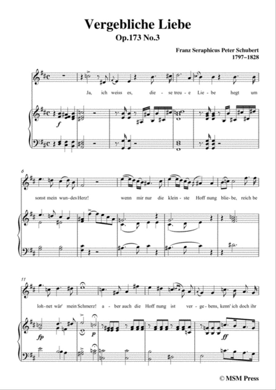 Schubert-Vergebliche Liebe,Op.173 No.3,in b minor,for Voice&Piano Voice scores gallery preview page 3