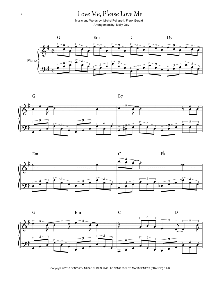 Love Me Please Love Me Piano Solo scores gallery preview page 1