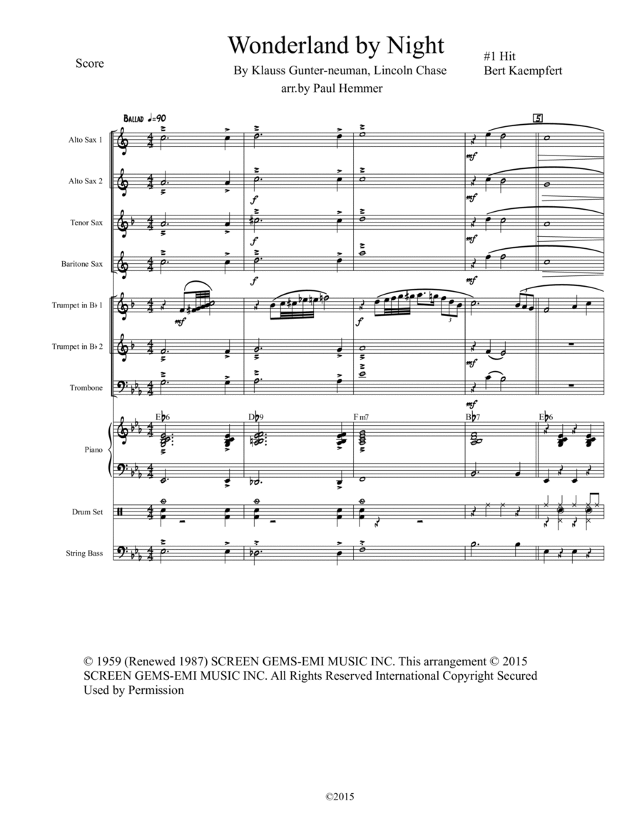 Wonderland By Night Jazz Ensemble scores gallery preview page 1