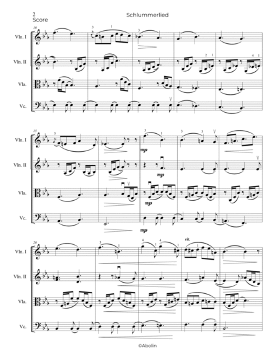 Schumann: Schlummerlied from Albumblatter, Op.124 - String Quartet String Quartet scores gallery preview page 3