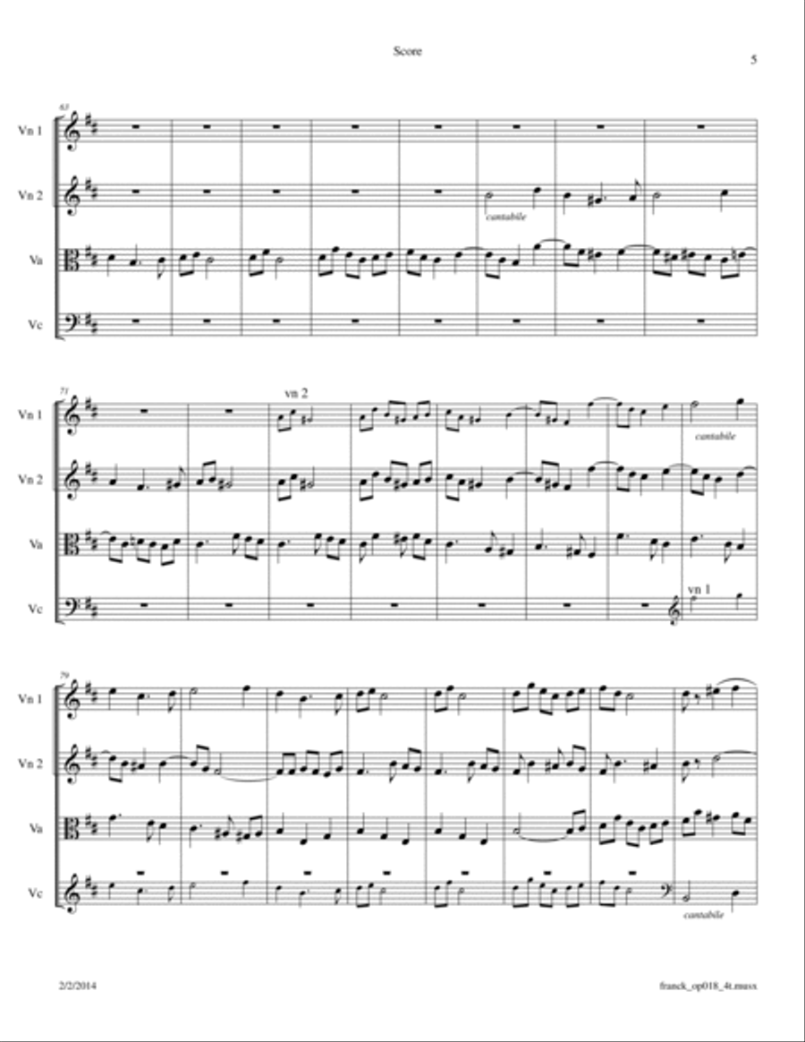 Franck: Prelude, Fugue and Variation Op. 18 for String Quartet String Quartet scores gallery preview page 5