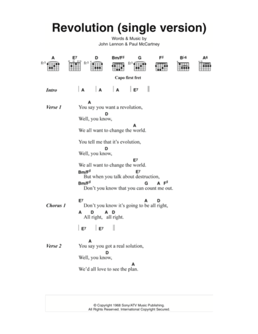 Revolution (Single Version) Acoustic Guitar scores gallery preview page 1