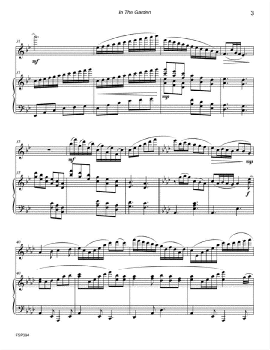 IN THE GARDEN - FLUTE SOLO with Piano Accompaniment Flute Solo scores gallery preview page 3