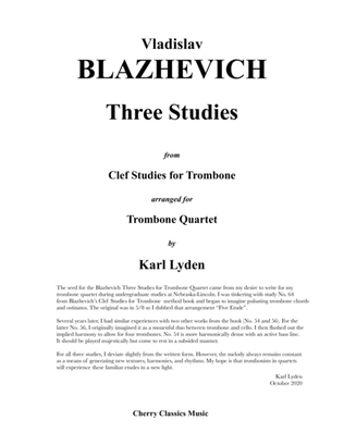 Book cover for Three Studies for Trombone Quartet