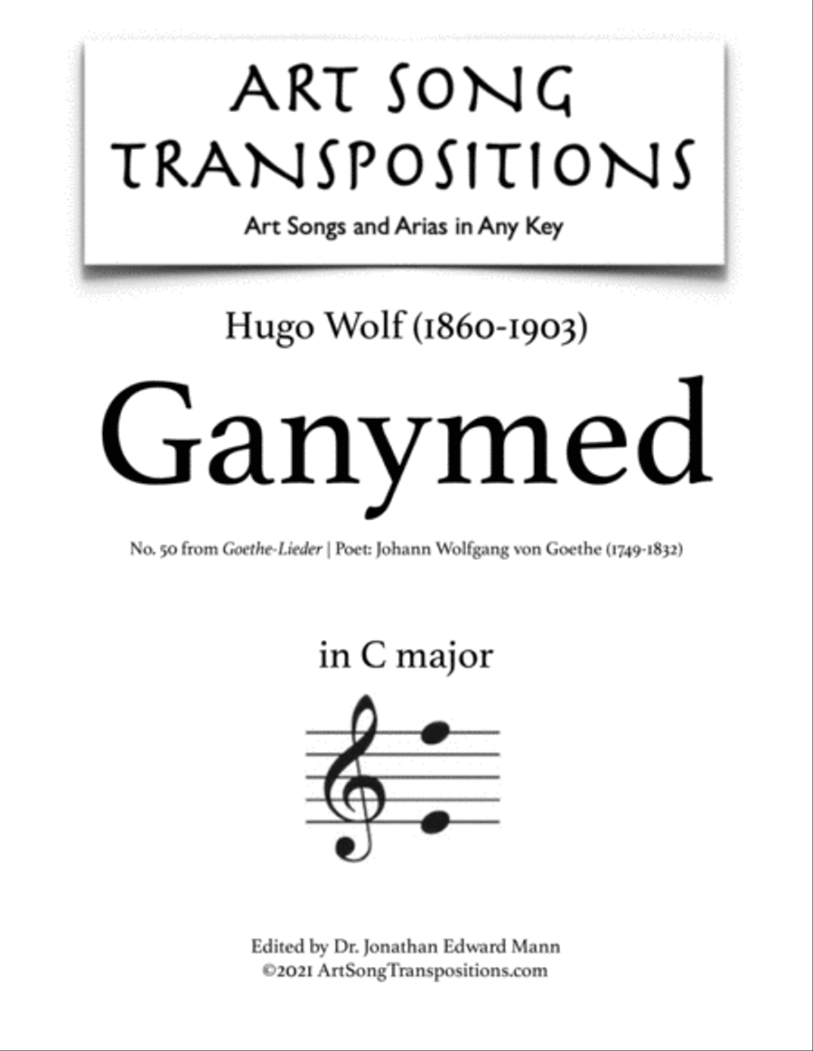 WOLF: Ganymed (transposed to D major) Piano, Vocal scores gallery preview page 1