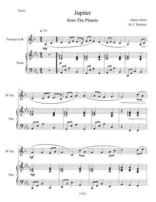 Jupiter (from The Planets) for Trumpet Solo with Piano Accompaniment
