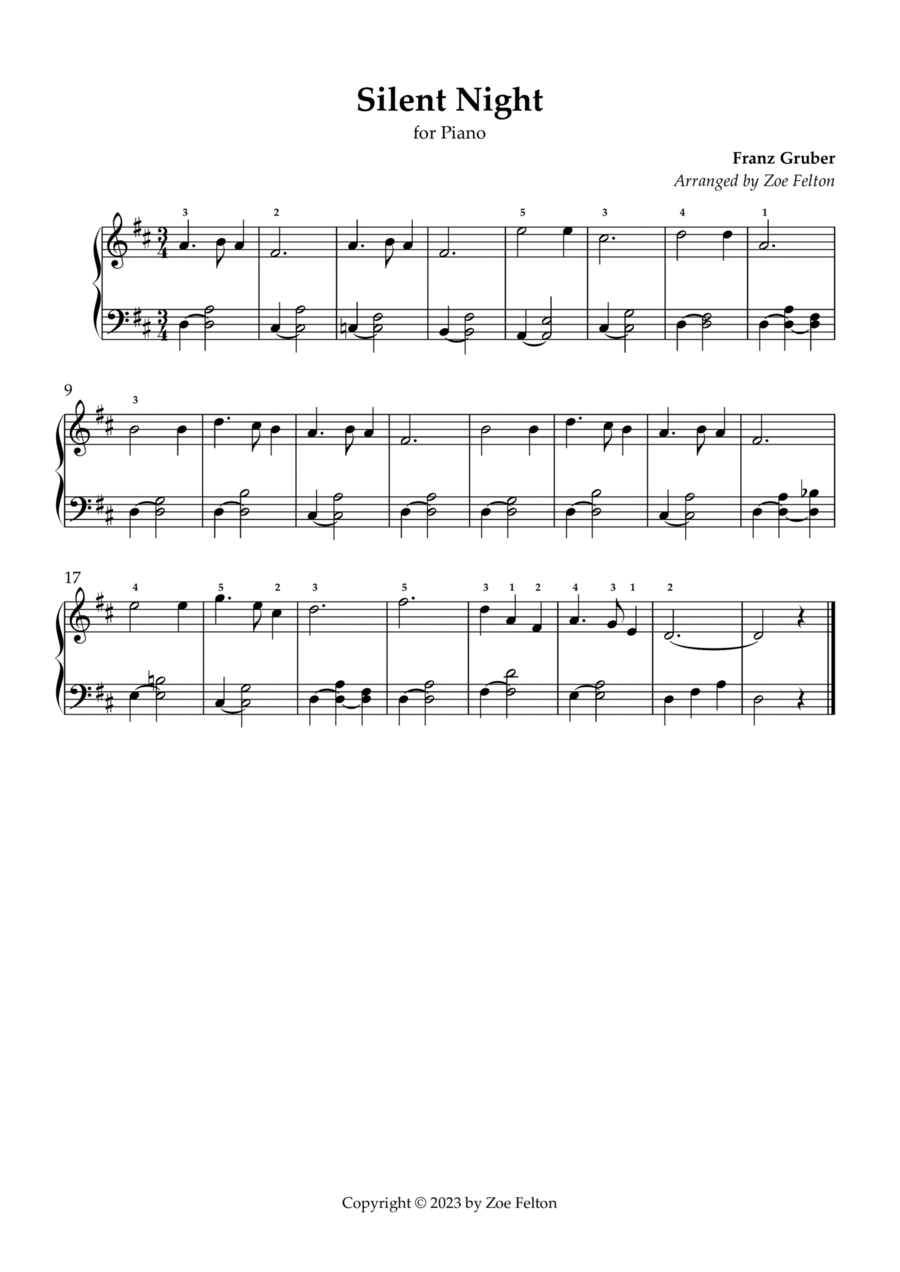 Silent Night for Easy Piano Easy Piano scores gallery preview page 1