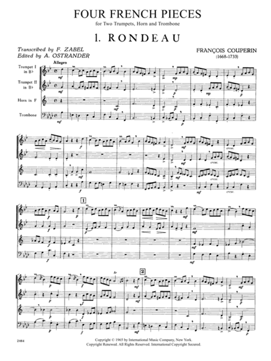 Four French Pieces For Horn, 2 Trumpets & Trombone