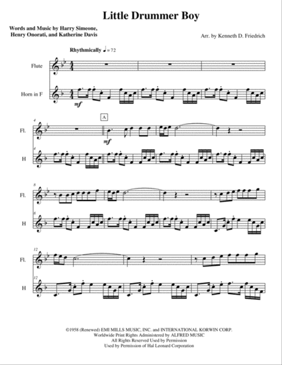 The Little Drummer Boy Flute scores gallery preview page 1