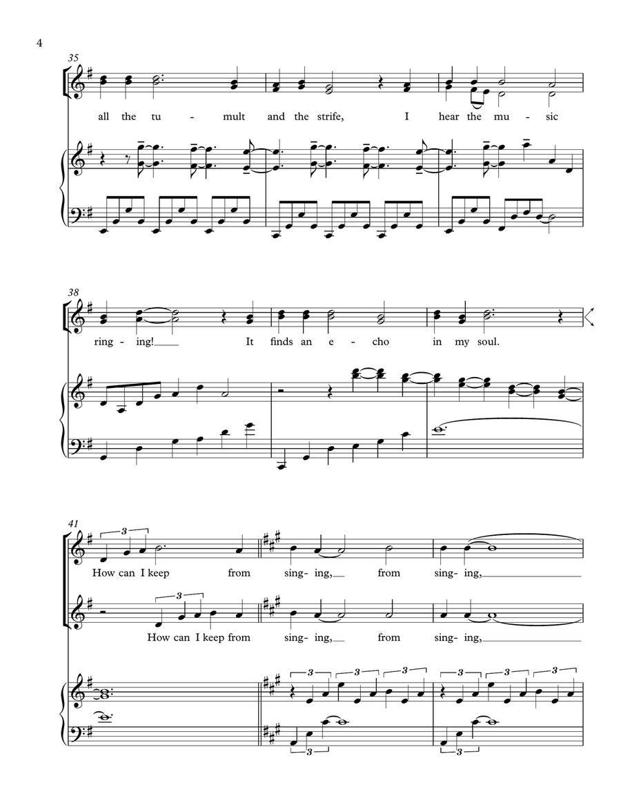 How Can I Keep from Singing - SSAA and piano SSAA scores gallery preview page 4