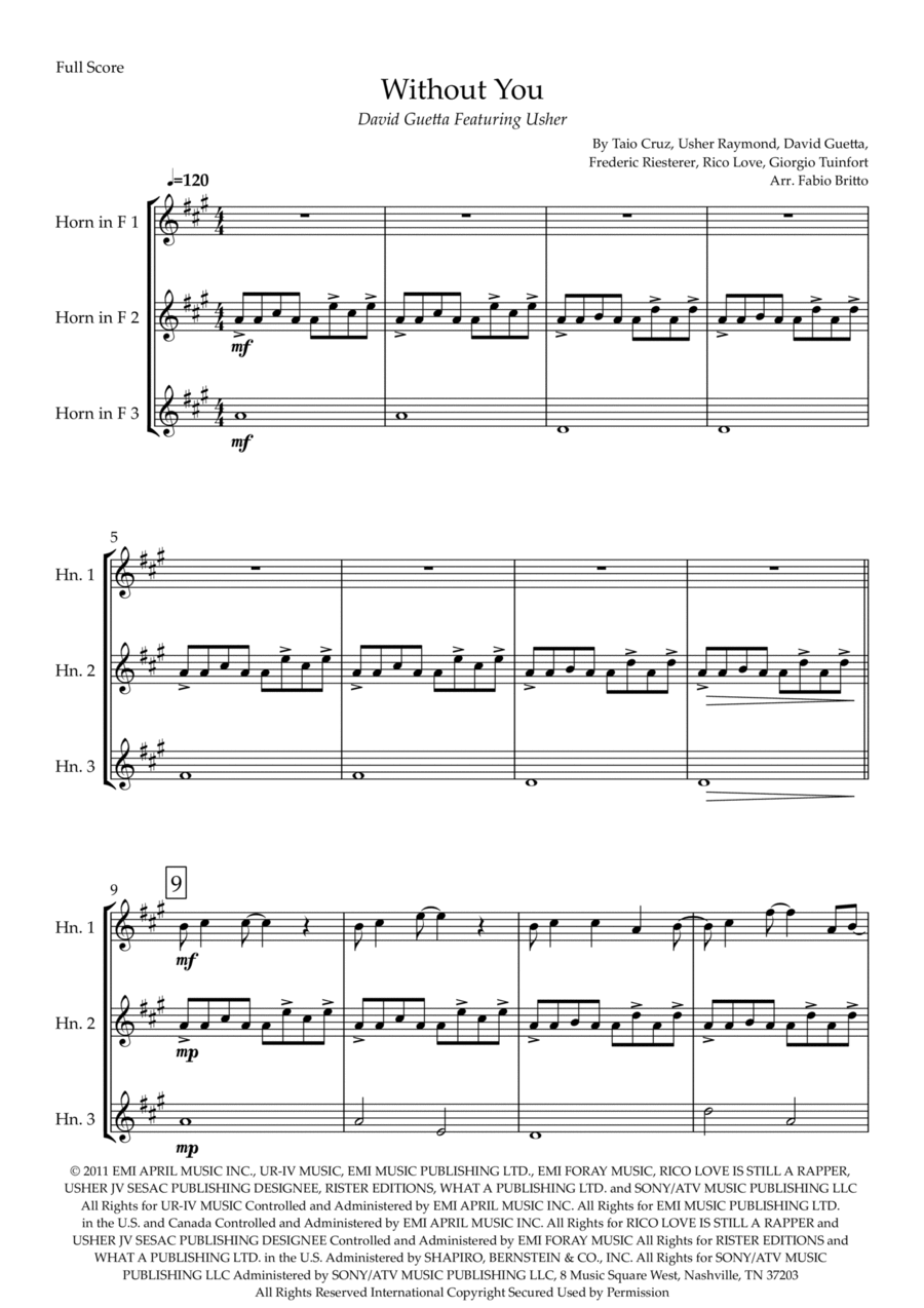 Without You Without You Brass Ensemble scores gallery preview page 1