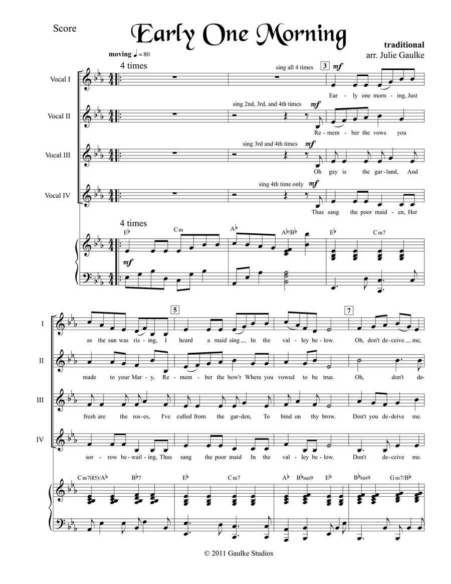 Early One Morning 4-Part scores gallery preview page 1